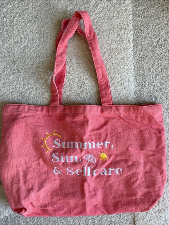 Handbags - Coral Pink Canvas Tote - "Summer, Sun, & Selfcare"